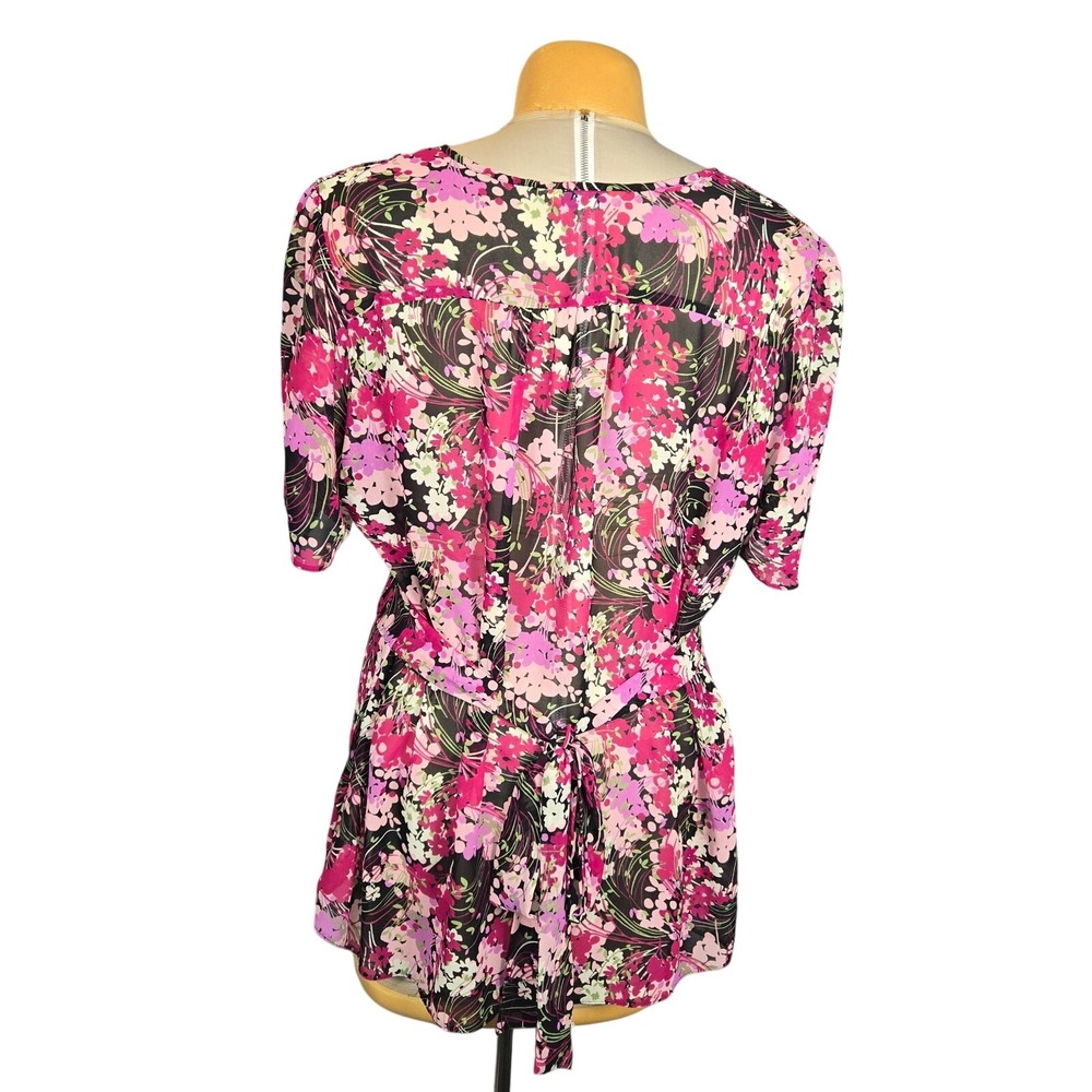 Agenda Womens‎ Size 24 Sheer Tunic Blouse Floral Romantic Resort Vacation Artsy - Picture 4 of 9